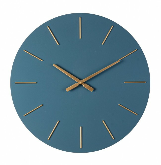 Ceas perete albastru auriu Timeline 60x5 cm - Decorer