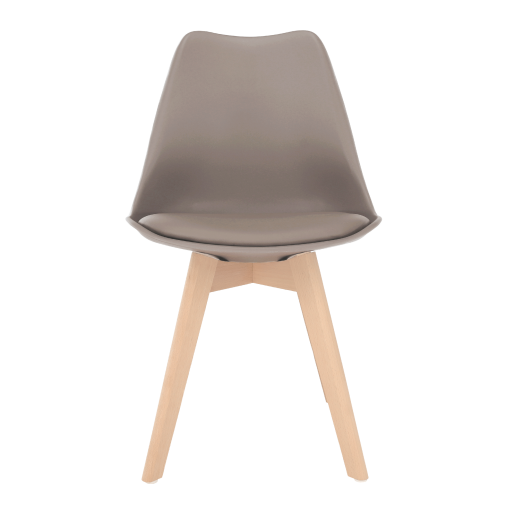 Scaun piele ecologica gri maro lemn fag Bali 48x54x80 cm