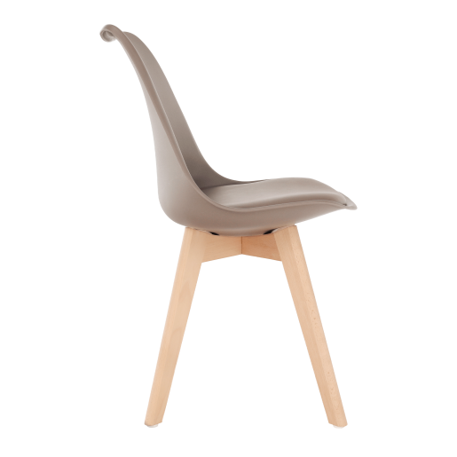 Scaun piele ecologica gri maro lemn fag Bali 48x54x80 cm