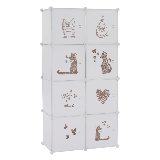 Dulap modular pentru camera copii metal plastic alb maro Kirby 75x37x147 cm