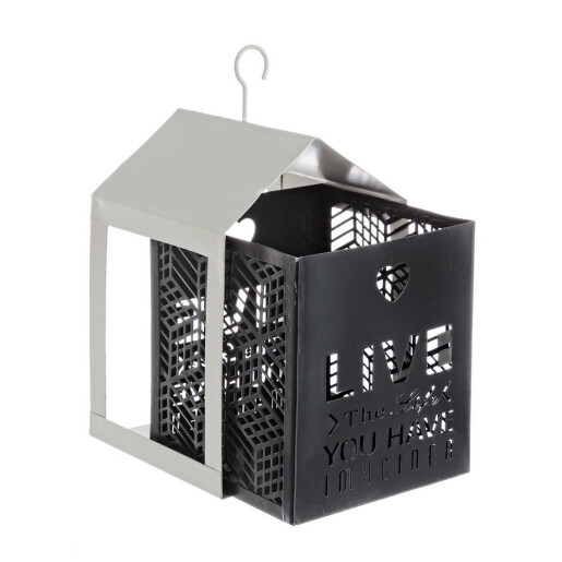 Felinar suspendabil metal alb negru 15x15x26 cm