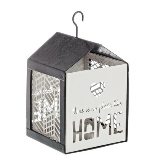 Felinar suspendabil metal alb negru 11x11x20 cm