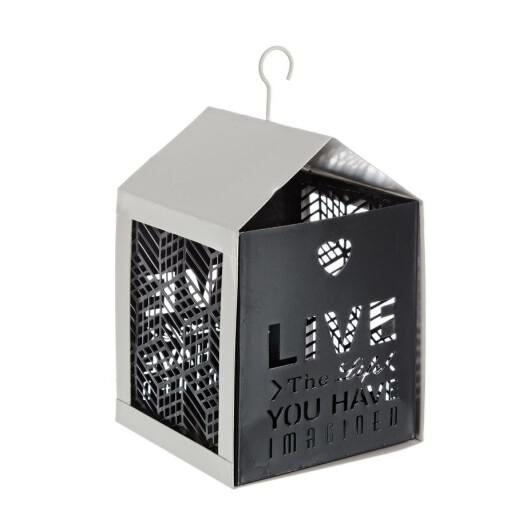 Set 2 felinare suspendabile din metal alb negru Armonia 11 cm x 11 cm x 20 h, 15 cm x 15 cm x 26 h