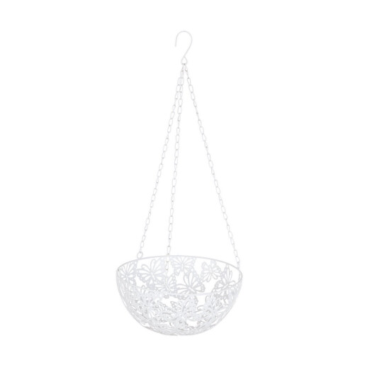Suport ghiveci flori metal alb 25x25x57