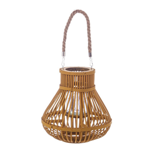 Set 2 felinare bambus portocaliu sticla Belem Ø25x25h