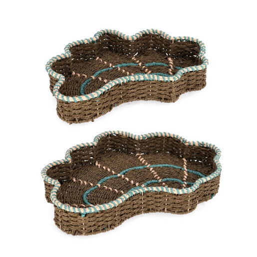 Set 2 tavi decorative hartie multicolora Kya 44x30x6h; 50x38x6h