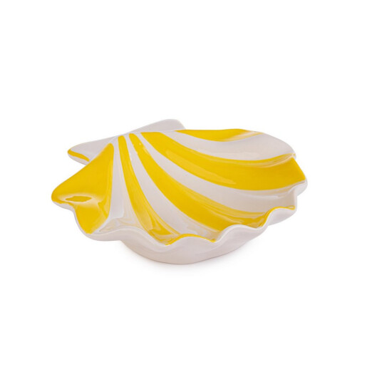 Platou portelan alb galben Scoica 17x14,5x3,7h