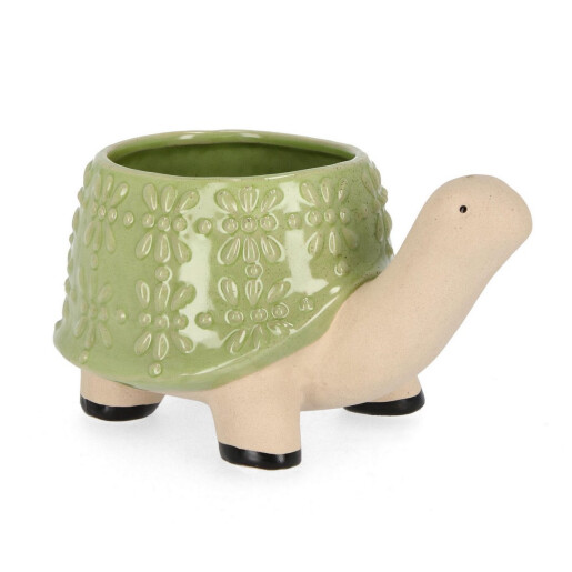Set 8 ghivece flori Broasca Testoasa portelan verde bej 25,2x17x13,9h
