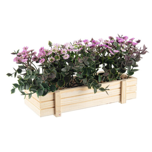 Flori artificiale mov verzi in ghiveci 22.5x8.5x14 cm