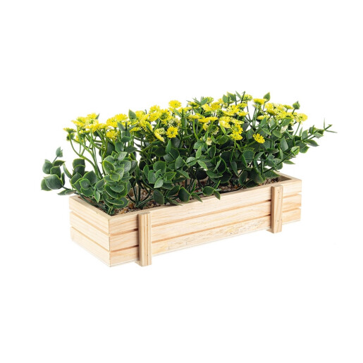 Flori artificiale galben verzi in ghiveci 22.5x8.5x14 cm