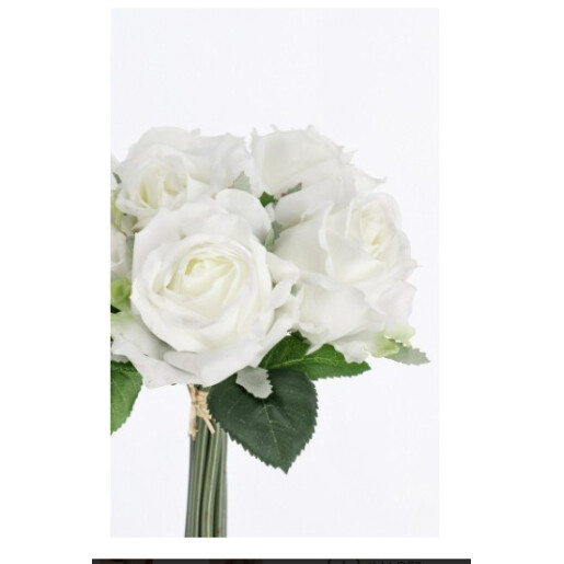 Buchet Trandafiri artificiali albi verzi Ø22x28h