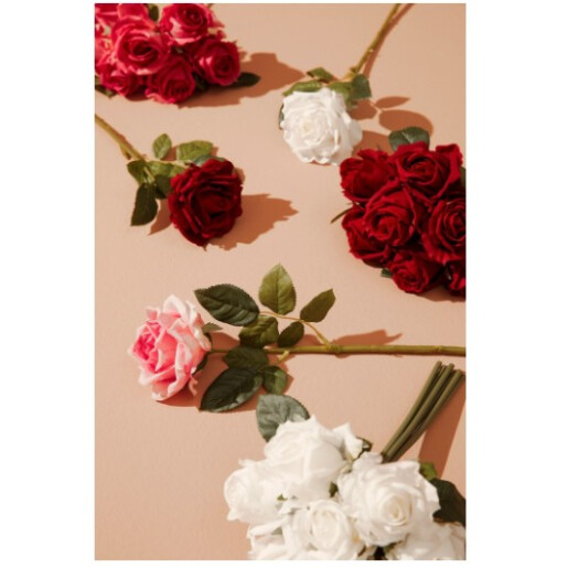 Buchet Trandafiri artificiali albi verzi Ø22x28h