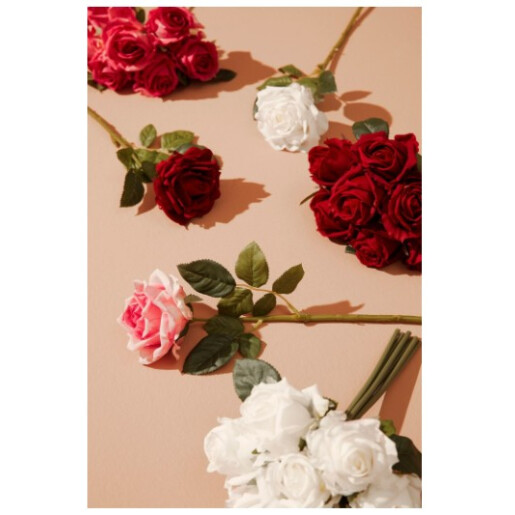 Set 3 Trandafiri artificiali albi verzi Ø10x43h