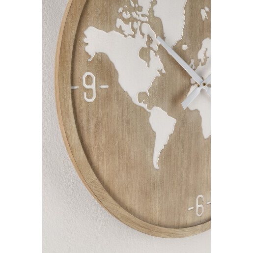 Ceas perete mdf natur alb Harta Lumi 60x4.5 cm