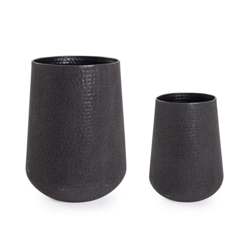 Set 2 ghivece flori metal negru Kenar Ø28x51h; ø41x67,5h