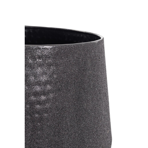 Set 2 ghivece flori metal negru Kenar Ø38x37h; ø48x42h