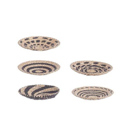 Set 5 tavi decorative iarba mare natur negru Islas Ø30 cm