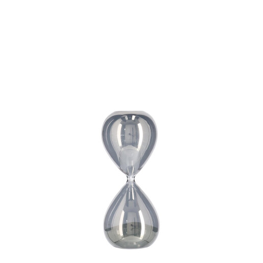 Clepsidra decorativa sticla argintie nisip alb Kronos Ø8x19,2h