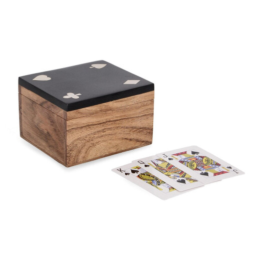 Set carti joc in cutie lemn polirasina Fortune 11,8x10,4x7,5h