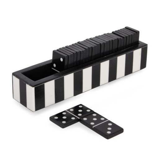 Joc Domino decorativ polirasina neagra alba 20,5x4,5x5,5h