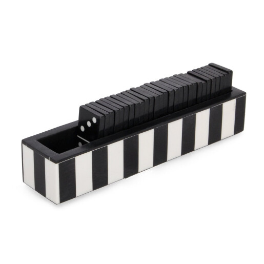 Joc Domino decorativ polirasina neagra alba 20,5x4,5x5,5h