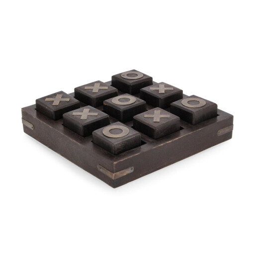 Joc X-0 lemn mango negru metal cupru Fortune 17,2x17,2x4,5h