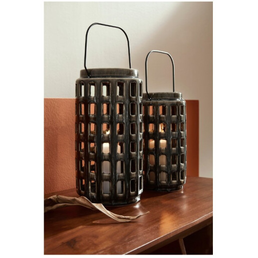 Suport lumanare ceramica gri Darreh Ø13x25h