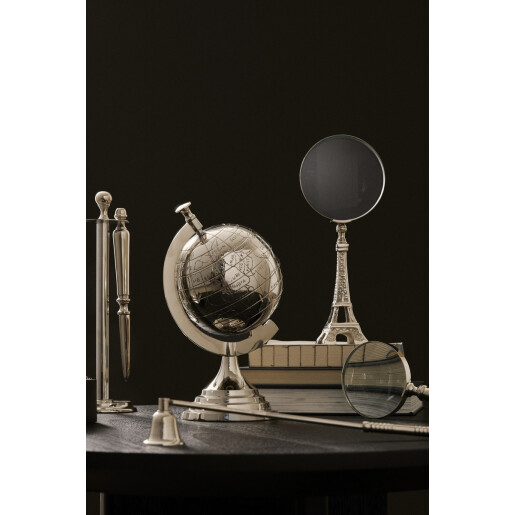 Lupa decorativa metal argintiu Adventure 12,5x7x31h