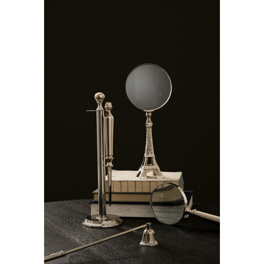 Lupa decorativa metal argintiu Adventure 12,5x7x31h