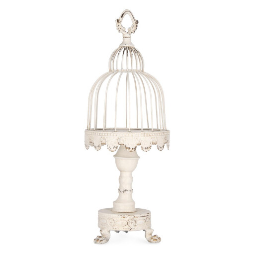 Colivie decorativa otel alb antichizat Minerva 21.5x58 cm