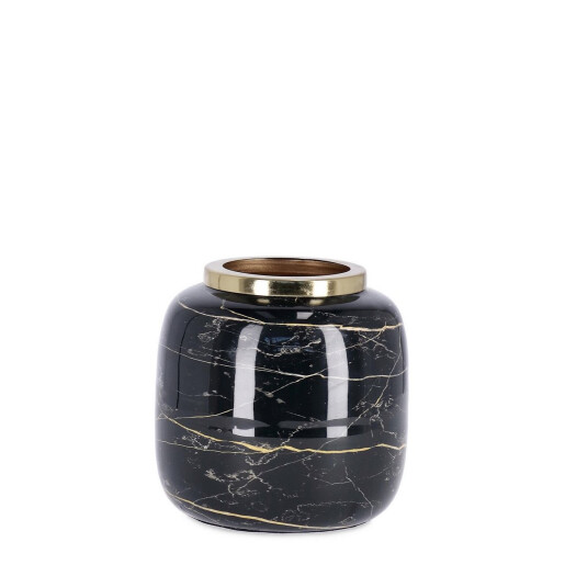 Vaza flori metal negru auriu Marsha Ø13x13h