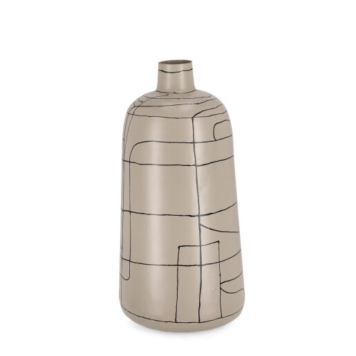 Vaza flori sticla bej metal negru Siva Ø20x44,5h
