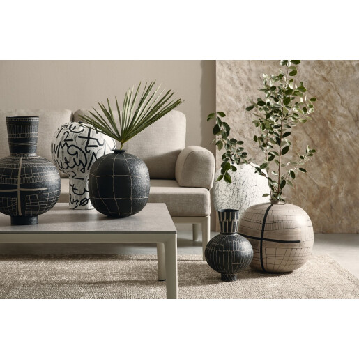 Vaza flori sticla neagra metal bej Siva Ø26x29h