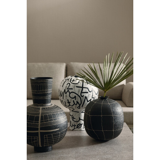 Vaza flori sticla neagra metal bej Siva Ø26x29h