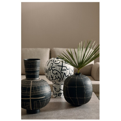 Vaza flori ceramica neagra metal natur Siva Ø26x29h