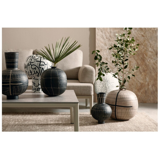 Vaza flori ceramica neagra metal natur Siva Ø26x29h