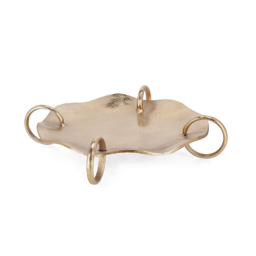 Tava decorativa aluminiu auriu Sagar Ø46x9,5h 