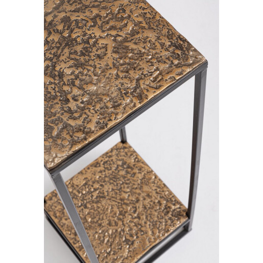 Set 2 masute aluminiu auriu metal negru Mysore 25x25x72h; 35x35x91h