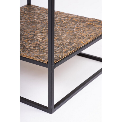 Set 2 masute aluminiu auriu metal negru Mysore 35x35x103h; 40x40x123h