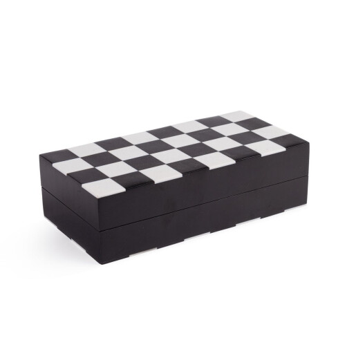 Joc Sah decorativ polirasina alba neagra 21x21x6h