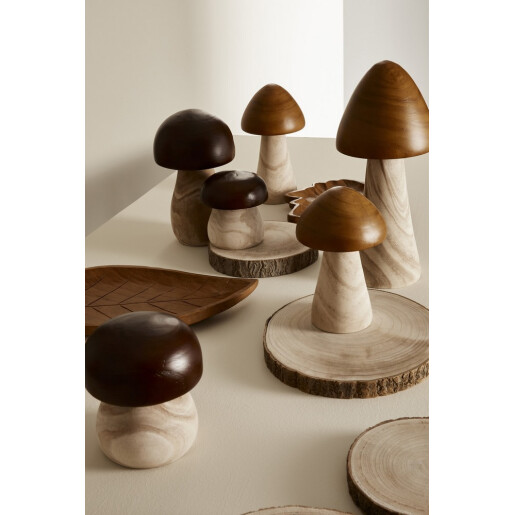 Ciupercuta decorativa lemn maro natur Derik Ø13x14h