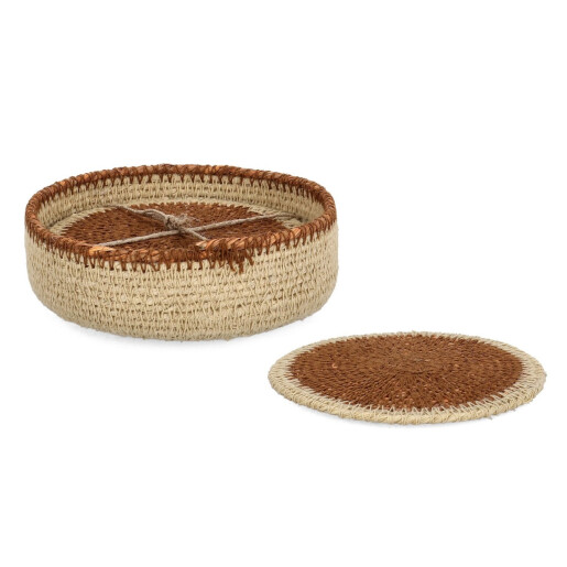 Set 4 suporturi pahare, cos zambila apa natur maro Tuy Ø12x4h