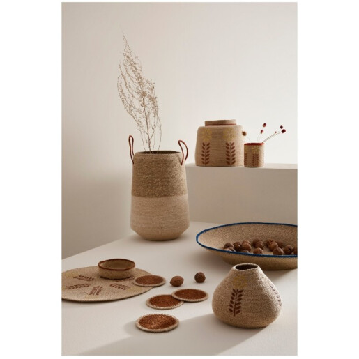 Set 4 suporturi pahare, cos zambila apa natur maro Tuy Ø12x4h