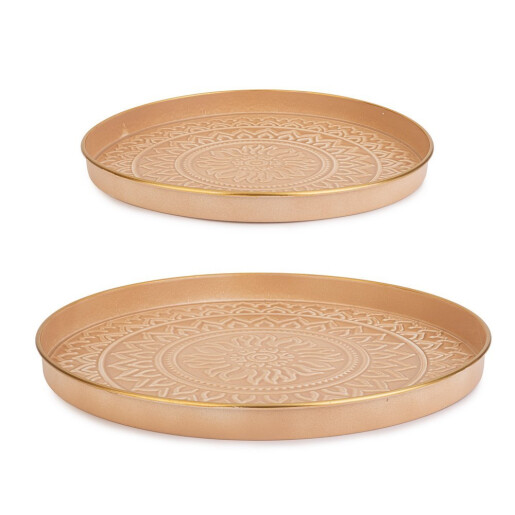 Set 2 tavi otel bej auriu Meknes Ø30x2,5h; ø40x3 cm