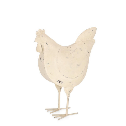 Figurina Gaina metal alb vintage 40x19,5x48,5h