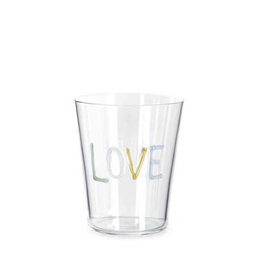 Set 6 pahare sticla multicolora Love Ø9x10,5h
