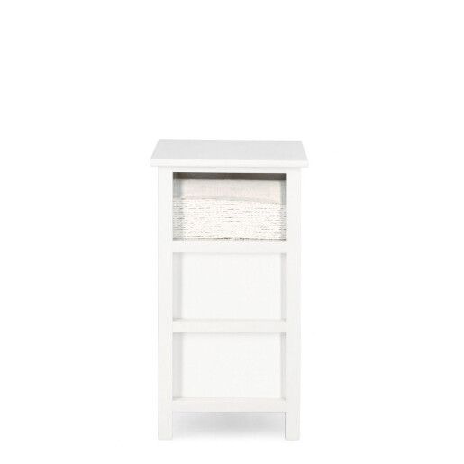 Comoda lemn alb textil bej Leonie 26x32x62h
