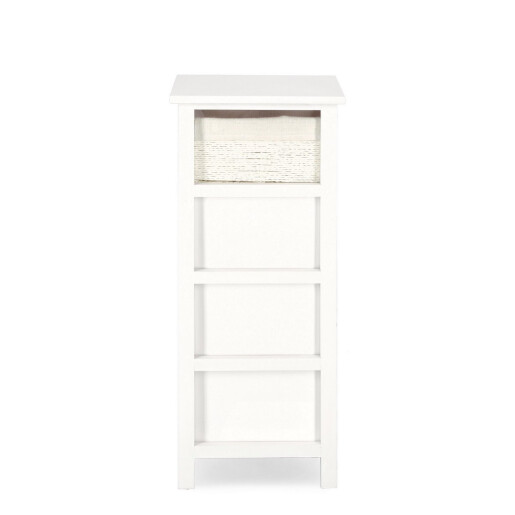 Comoda lemn alb textil bej Leonie 26x32x80h