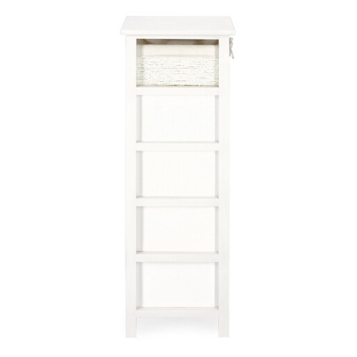 Comoda lemn alb textil bej Leonie 26x32x98h