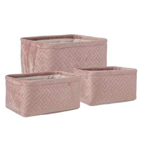 Set 3 cosuri depozitare textil roz Averill 20x14x10 cm, 24x16x11 cm, 27x20x12 cm